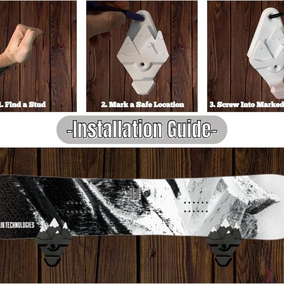 Snowboard Wall Mount with Hooks White - Picture 4 of 7